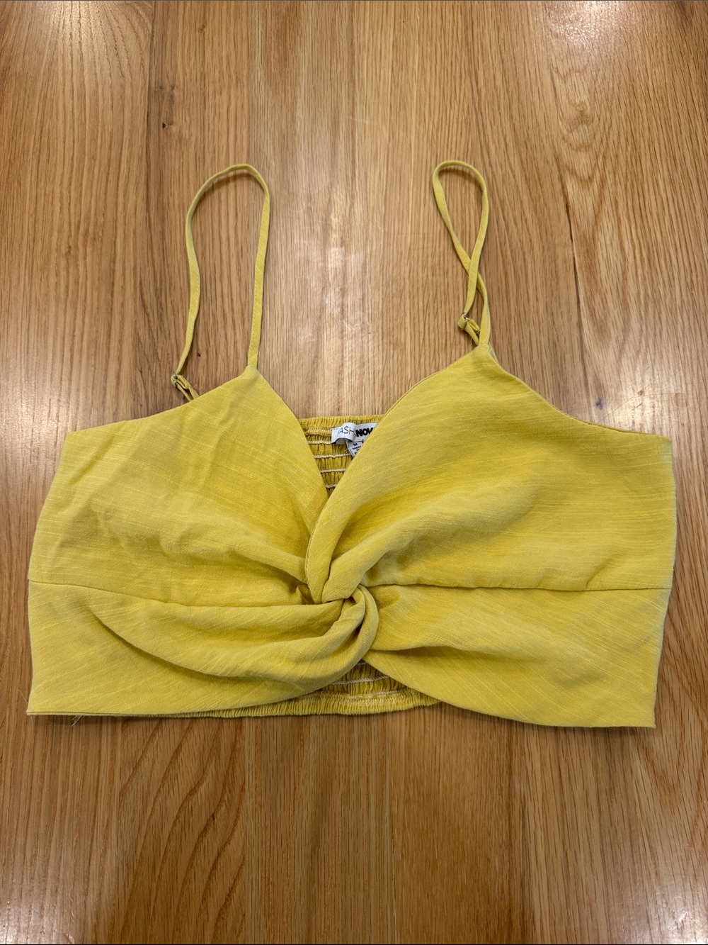 Fashion Nova Yellow Twist-Front Crop Top